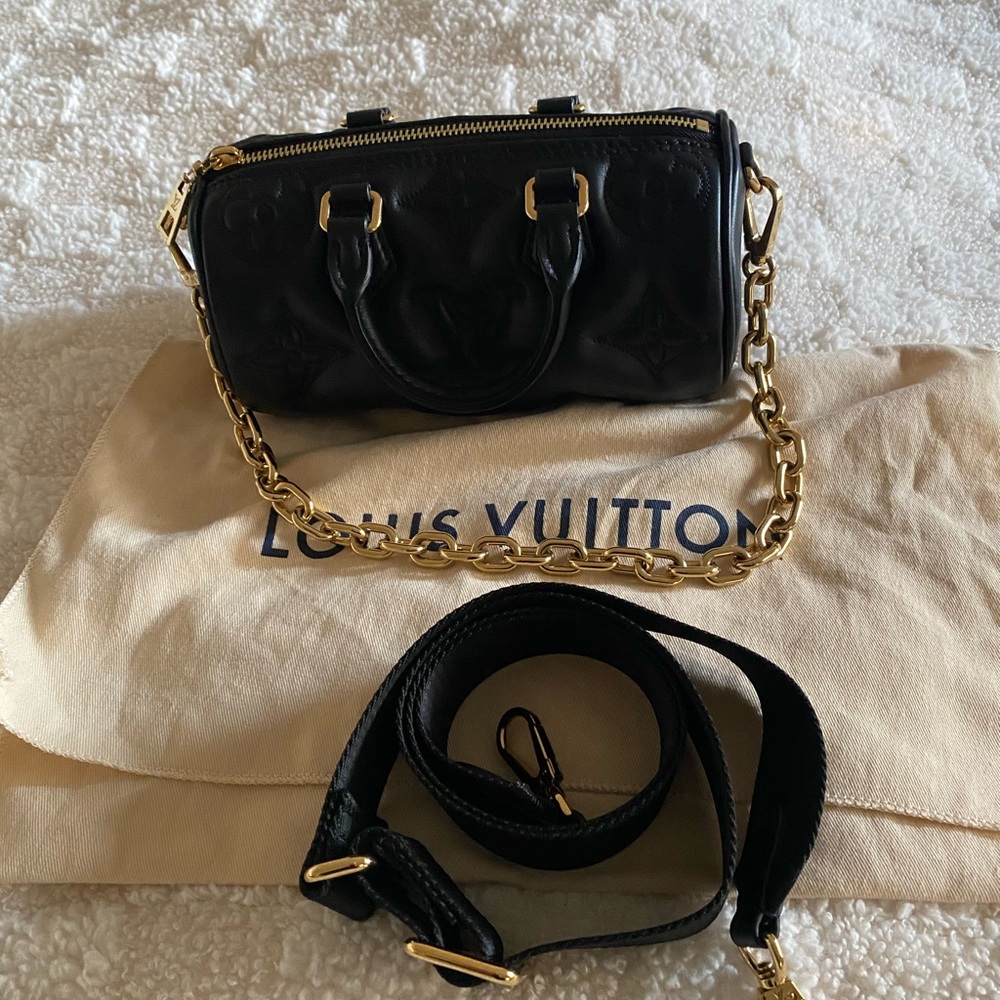 Louis Vuitton Black Handbag with Gold Chain